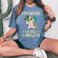 5Th Grade Level Complete Gamer 2024 Graduation Unicorn Dab Women's Oversized Comfort T-Shirt Blue Jean