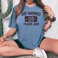 9Th Wedding Anniversary Husband Wife Just Married 9 Years Women's Oversized Comfort T-Shirt Blue Jean