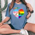 Ally Rainbow Flag Heart Lgbt Gay Lesbian Support Pride Month Women's Oversized Comfort T-Shirt Blue Jean