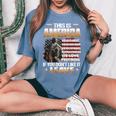 This Is America We Eat Meat We Drink Beer On Back Women's Oversized Comfort T-Shirt Blue Jean
