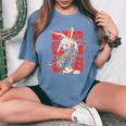 Anime Manga Cyberpunk Aesthetic Techwear Harajuku Bunny Girl Women's Oversized Comfort T-Shirt Blue Jean