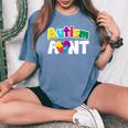 Autism Aunt Awareness Puzzle Pieces Colors Women's Oversized Comfort T-Shirt Blue Jean
