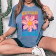 Autism Awareness Flower Acceptance Inclusion Love Support Women's Oversized Comfort T-Shirt Blue Jean