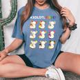 Axolotl Pride Lgbt Kawaii Axolotls Rainbow Gay Pride Month Women's Oversized Comfort T-Shirt Blue Jean