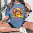Best Sister Ever Sunflowers Colourful Rainbow Mother's Day Women's Oversized Comfort T-Shirt Blue Jean