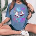 Big Sister Of The Birthday Girl Rolling Skate Family Party Women's Oversized Comfort T-Shirt Blue Jean