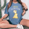 Big Sister Giraffe Become Sister Women's Oversized Comfort T-Shirt Blue Jean