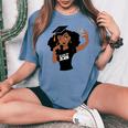 Black Woman Graduate Seniors Class Of 2024 African American Women's Oversized Comfort T-Shirt Blue Jean