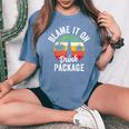 Blame It On The Drink Package Cruise Alcohol Wine Lover Women's Oversized Comfort T-Shirt Blue Jean