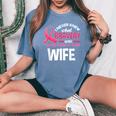 Breast Cancer Bravery Wife Breast Cancer Awareness Husband Women's Oversized Comfort T-Shirt Blue Jean