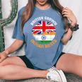 British Grown Indian Roots Vintage Flags For Women Women's Oversized Comfort T-Shirt Blue Jean
