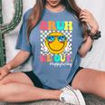 Bruh We Out Teachers Summer Retro Last Day Of School Teacher Women's Oversized Comfort T-Shirt Blue Jean