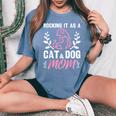 Cat And Dog Mom Fur Mama Mother's Day Women's Oversized Comfort T-Shirt Blue Jean