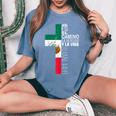 Christian Spanish Jesus Religious Bible Verse Mexican Flag Women's Oversized Comfort T-Shirt Blue Jean