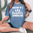 Christmas Kindergarten Teacher Walking In Kinder Wonderland Women's Oversized Comfort T-Shirt Blue Jean