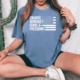 Cigars Whiskey Guns & Freedom Us Flag Patriotic 4Th Of July Women's Oversized Comfort T-Shirt Blue Jean