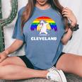 Cleveland Ohio Lgbtq Gay Pride Rainbow Women's Oversized Comfort T-Shirt Blue Jean