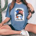 Colorado State Flag Sunglasses Mom Messy Bun Hair Girl Women's Oversized Comfort T-Shirt Blue Jean