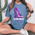 Crush Lupus Awareness Purple High Heel Purple Ribbon Womens Women's Oversized Comfort T-Shirt Blue Jean