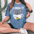 Ekoalaty Rainbow Tea Gay Pride Equality Lgbt Animal Women's Oversized Comfort T-Shirt Blue Jean