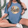 Floral Lolli Retro Groovy Mother's Day Birthday Women's Oversized Comfort T-Shirt Blue Jean