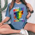Gay Wolfs Rainbow Wolfs Skin Gay Pride Lgbt Women's Oversized Comfort T-Shirt Blue Jean