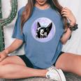 Gothic Cats Full Moon Aesthetic Vaporwave Women's Oversized Comfort T-Shirt Blue Jean