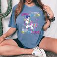 Graduation 2024 Goodbye Kindergarten Hello 1St Grade Unicorn Women's Oversized Comfort T-Shirt Blue Jean