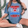 Grammy Of The Birthday Boy Costume Spider Web Party Grandma Women's Oversized Comfort T-Shirt Blue Jean