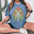 Grow Through It Flower Spine Skeleton Vintage Floral Women Women's Oversized Comfort T-Shirt Blue Jean