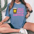 Half Teacher Coffee Teaching Educator Life Women Women's Oversized Comfort T-Shirt Blue Jean