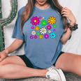 Happy Bright Daisies Daisy 60'S 70S Retro Vintage Hippie Women's Oversized Comfort T-Shirt Blue Jean