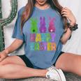 Happy Easter Day Bunnies Cute Bunny Girls Trendy 2024 Women's Oversized Comfort T-Shirt Blue Jean