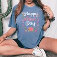 Happy Mother's Day Mommy Cute Floral For Mom Grandma Women's Oversized Comfort T-Shirt Blue Jean