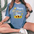 Happy Mother's Day Sunflower Floral Mom Mommy Grandma Womens Women's Oversized Comfort T-Shirt Blue Jean
