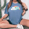 Heck Yeah Cute Kawaii Rainbow Women's Oversized Comfort T-Shirt Blue Jean