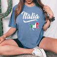 Italia Flag Horse Italian Italy Vintage Distressed Fade Women's Oversized Comfort T-Shirt Blue Jean