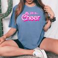 My Job Is Cheer Pink Retro Cheer Mom Girls Women's Oversized Comfort T-Shirt Blue Jean