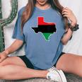 Junenth Pan African Flag Texas Freedom Day Women's Oversized Comfort T-Shirt Blue Jean