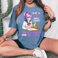 Just A Girl Who Loves Anime Ramen And Sketching Japan Anime Women's Oversized Comfort T-Shirt Blue Jean