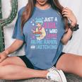 Just A Girl Who Loves Anime Ramen And Sketching Japan Anime Women's Oversized Comfort T-Shirt Blue Jean