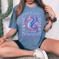 Just A Girl Who Loves Dragons Cute Dragon Women's Oversized Comfort T-Shirt Blue Jean