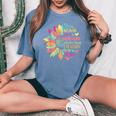 Just Because I'm Awake For Tweens & Ns Retro Groovy Women's Oversized Comfort T-Shirt Blue Jean