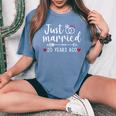 Just Married Couples Husband Wife 20Th Anniversary Women's Oversized Comfort T-Shirt Blue Jean