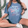 Keeper Of The Gender Loves Aunt You Auntie Baby Announcement Women's Oversized Comfort T-Shirt Blue Jean