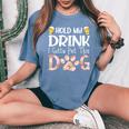 Ki Cute Drinking Beer Dog Paw Print Lover Costume Dog Mom Women's Oversized Comfort T-Shirt Blue Jean
