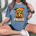 Lgbt Lion Gay Pride Lgbtq Rainbow Flag Sunglasses Women's Oversized Comfort T-Shirt Blue Jean