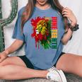 Lion Junenth African American Black Lion 1865 Women's Oversized Comfort T-Shirt Blue Jean