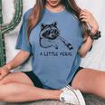 A Little Feral Raccoon With Moon Animal Raccoon Trash Panda Women's Oversized Comfort T-Shirt Blue Jean