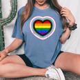 Love Is Love Gay Pride Progress Pride Rainbow Heart Lgbtq Women's Oversized Comfort T-Shirt Blue Jean